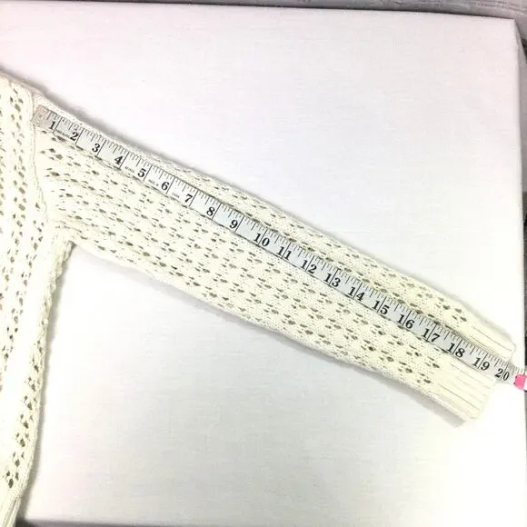 Loft Petites Cottagecore Open Knit Split Neck Cream Pullover Sweater Size XXS - Picture 13 of 13